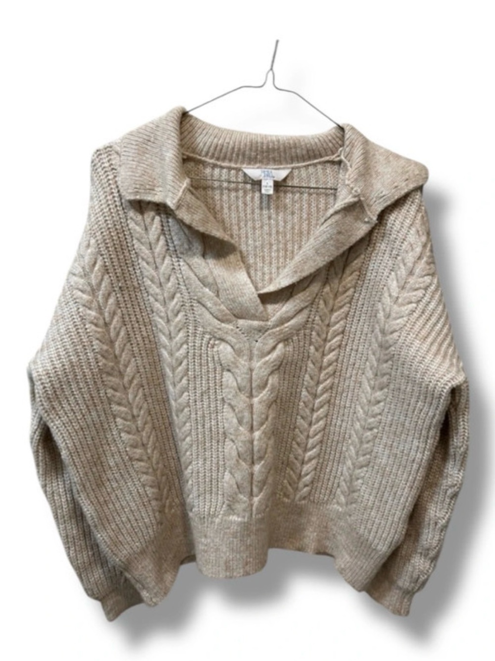 Time & True Cozy Beige Knit Sweater with Collar | Women’s size L (12/14)